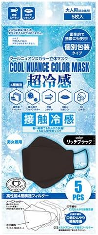 画像1: クールニュアンスカラー立体マスク５枚入り　リッチブラック (1)